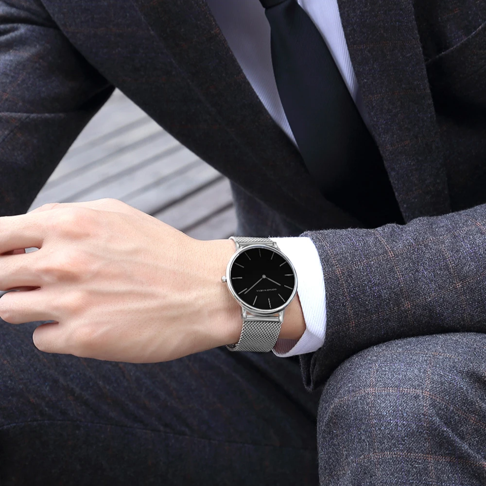 Relógio Minimalita Masculino Inox Tenebris 40mm