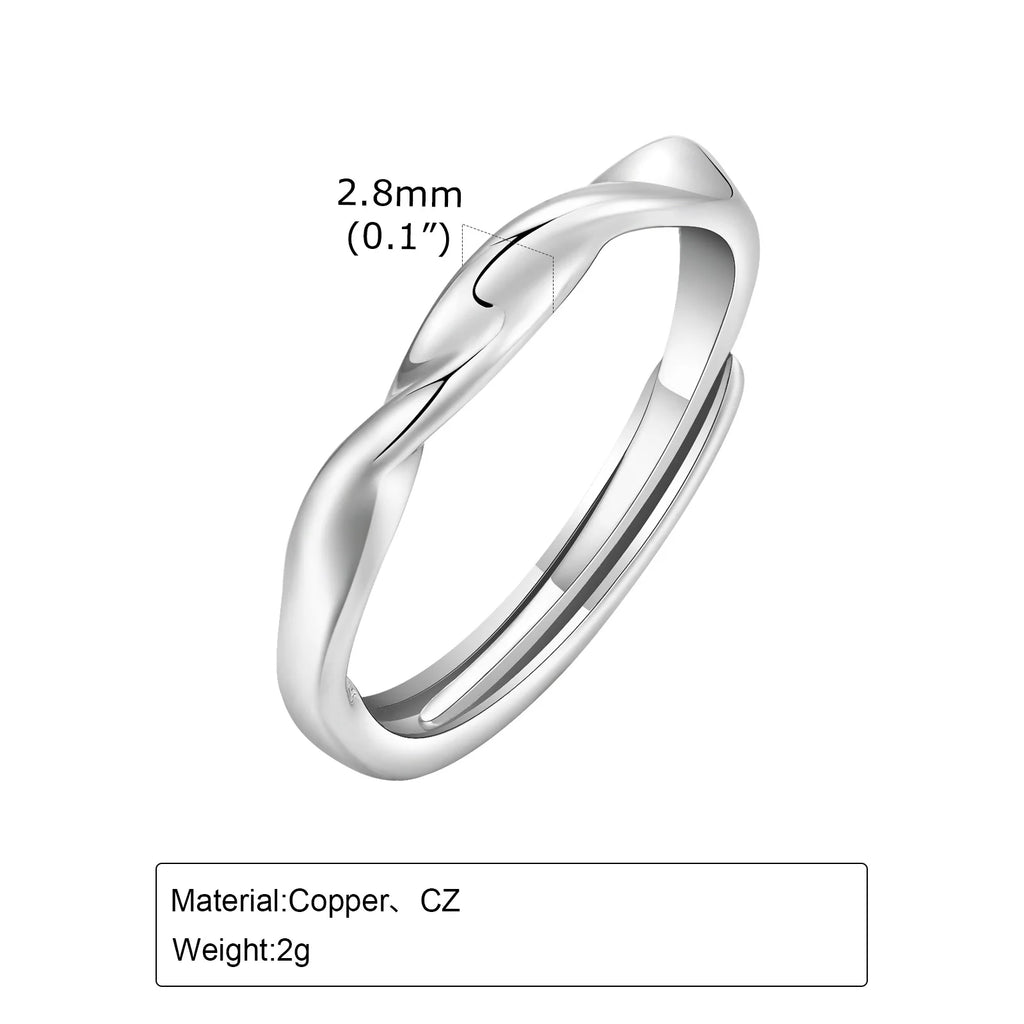 Men's Simple Twisted Rings,Adjustable Metal Minimalist Wedding Ring Mobius Rings,Thin Classic Polished Unisex Ring