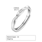 Men's Simple Twisted Rings,Adjustable Metal Minimalist Wedding Ring Mobius Rings,Thin Classic Polished Unisex Ring