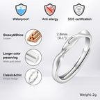 Men's Simple Twisted Rings,Adjustable Metal Minimalist Wedding Ring Mobius Rings,Thin Classic Polished Unisex Ring