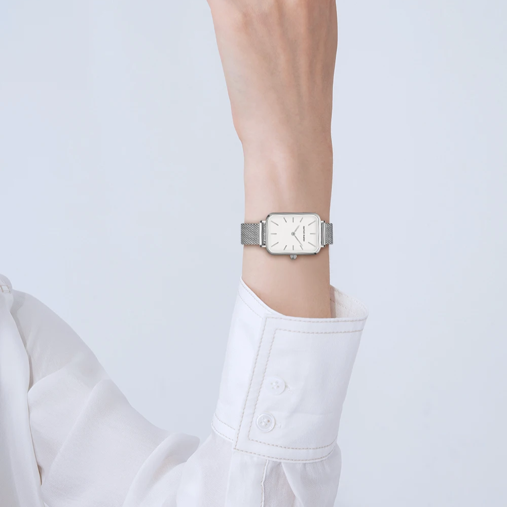 Relógio Feminino Quadrado Luna Silver 34mm